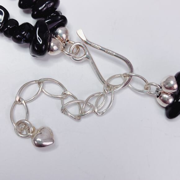 VTG Signed Jay King DTR Sterling Silver Black Onyx Double Strand Necklace 925 - Picture 8 of 12